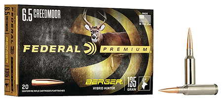 [604544649284] Federal P65CRDBCH1 Premium  6.5Creedmoor 135gr Berger Hybrid Hunter 20 Per Box/10 Case