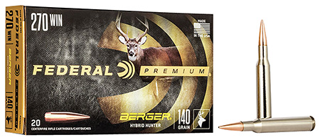 [604544649215] Federal P270BCH1 Premium  270Win 140gr Berger Hybrid Hunter 20 Per Box/10 Case