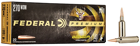 [604544649222] Federal P270WSMBCH1 Premium  270WSM 140gr Berger Hybrid Hunter 20 Per Box/10 Case