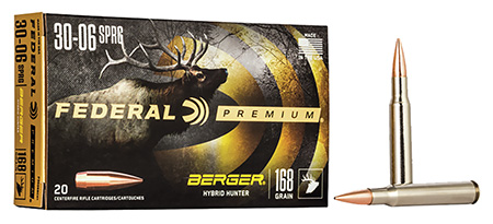 [604544649246] Federal P3006BCH1 Premium  30-06Springfield 168gr Berger Hybrid Hunter 20 Per Box/10 Case