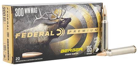 [604544649253] Federal P300WBCH1 Premium  300WinMag 185gr Berger Hybrid Hunter 20 Per Box/10 Case