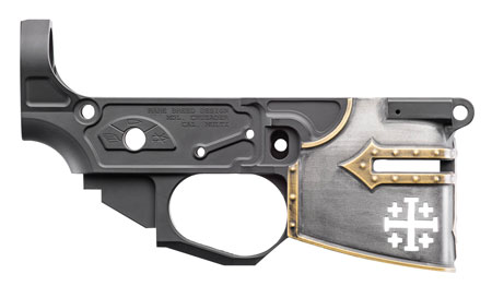 [815648029050] Spikes STLB600PCH Rare Breed Crusader Stripped Lower Receiver Multi-Caliber 7075-T6 Aluminum Black Anodized with Painted Front for AR-15
