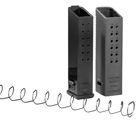 [811607031287] Kriss USA KVAMX2K10BL00 Mag-Ex2 Extension Kit Extended 10mm Auto 33rd Compatible w/Glock 20/40 Gen3-5 15rd Mag Black Polymer