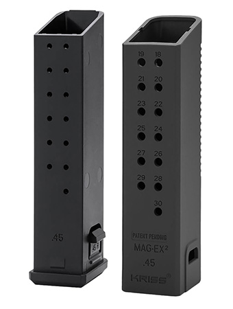 [811607031300] Kriss USA KVAMX2K90BL00 Mag-Ex2 Extension Kit Extended 9mm Luger 40rd Compatible w/Glock 17 Gen3-5 17rd Magazines Black Polymer