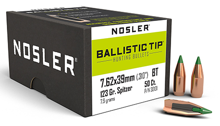 [054041301312] Nosler 30131 Ballistic Tip  7.62x39mm 123gr Spitzer Boat Tail 50/Box