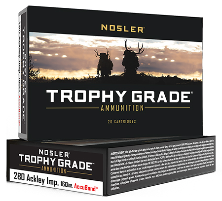 [054041600767] Nosler 60076 Trophy Grade  280Ackley Improved 160gr Nosler AccuBond 20 Per Box/10 Case