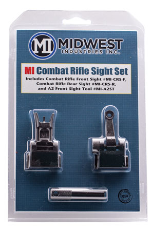 [816537017899] Midwest Industries MICRSSET Combat Rifle Sight Set  Black Flip Up Front  &  Rear for AR-15, M16, M4