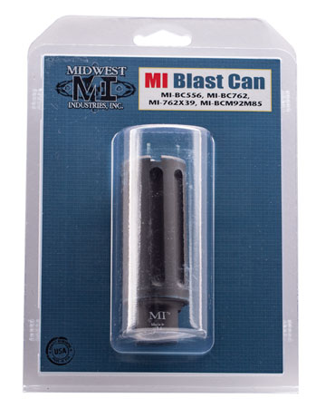 [816537012054] Midwest Industries MIBC556 Blast Can  Black Hardcoat Anodized 6061-T6 Aluminum with 1/2"-28 tpi Threads, 3.38" OAL  &  1.20" Diameter for 5.56x45mm NATO AR-Platform