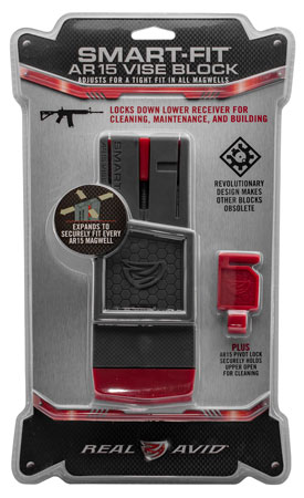 [813119012488] Real Avid AVAR15SFVB Smart-Fit Vise Block Gray/Red Polymer 223 Rem/5.56x45mm NATO AR-15
