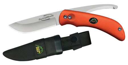 [743404200859] Outdoor Edge SZ20NC SwingBlade  3.60"/3.20" Folding Skinning/Gutting Plain Aichi AUS8 SS Blade Blaze Orange TPR Handle