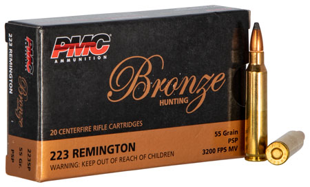 [741569040167] PMC 223SP Bronze  223Rem 55gr Pointed Soft Point 20 Per Box/10 Case