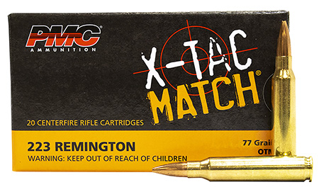 [741569060066] PMC 223XM X-Tac Match  223Rem 77gr Open Tip Match 20 Per Box/10 Case