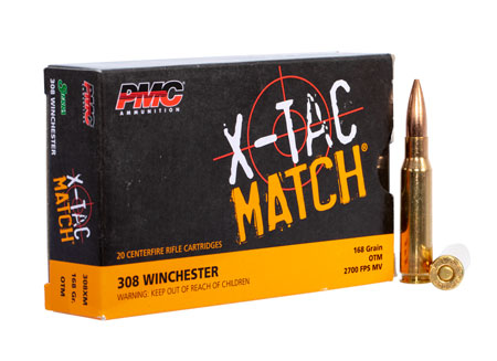 [741569040792] PMC 308XM X-Tac Match  308Win 168gr Open Tip Match 20 Per Box/10 Case