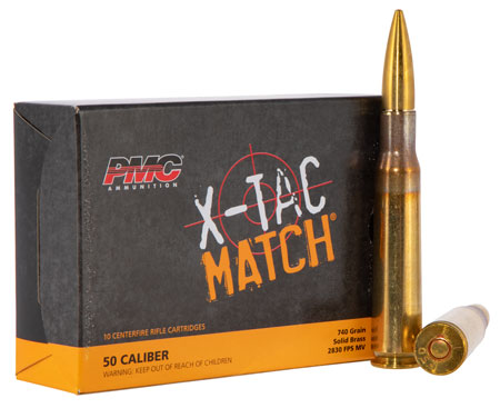 [741569060387] PMC 50XM X-Tac Match  50BMG 740gr Solid Brass 10 Per Box/20 Case