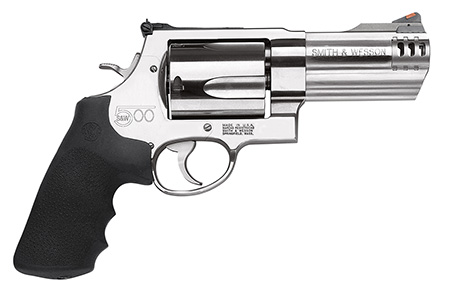 [022188635041] Smith  &  Wesson 163504 Model 500  X-Frame 500 S&W Mag Stainless      Steel 4" Compensated Barrel  &  5rd Cylinder, Satin Stainless Steel   X-Frame, Includes Two Muzzle Brakes  &  Internal Lock