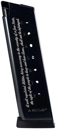 [765595103757] Mec-Gar MGCG45082A 1911 Government 8rd 45 ACP, Blued w/2nd Amendment Engraving Carbon Steel