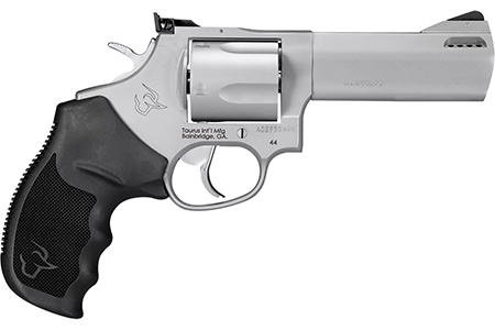 [725327351245] Taurus 2-440049TKR Tracker 44 Medium 44 Rem Mag 5 Shot 4" Matte Stainless Steel Ported Barrel, Cylinder  &  Frame, Black Ribber Grip, Transfer Bar Safety, Exposed Hammer