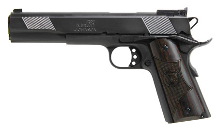 [602938282413] Iver Johnson Arms EAGLEXL10 Eagle XL Full Size Frame 10mm Auto 8+1 6" Steel Barrel, Black Cerakote Serrated Steel Slide, Matte Blued Steel Frame w/Beavertail, Diamondwood Walnut w/Integrated Logo Grip