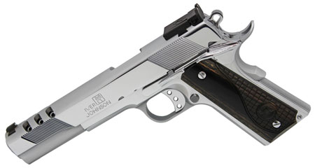 [712195498394] Iver Johnson Arms EAGLEXLC10 1911 Eagle XLC  10mm 6" 8+1 High Polished Bright Chrome Ported Long Slide Diamondwood Walnut w/Logo Grip Adjustable Sight