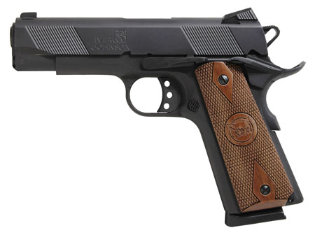 [797734029987] Iver Johnson Arms HAWK Hawk Commander 45 ACP 8+1 4.25" Black Steel Barrel, Matte Black Serrated Steel Slide  &  Frame w/Beavertail. Checkered Double Diamond Walnut Grip