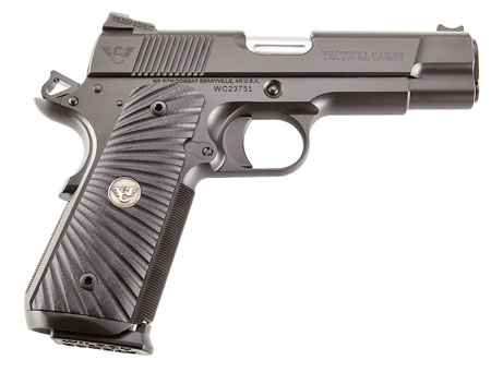 [811826028860] Wilson Combat TCCOM45 Tactical Carry Commander 45 ACP 8+1 4.25" Stainless Steel Barrel, Black Serrated Carbon Steel Slide, Black Armor-Tuff Carbon Steel Frame w/Beavertail, Black G10 Starburst Grip
