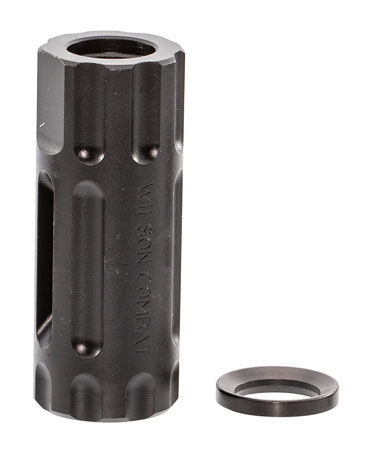 [811826021762] Wilson Combat TRQCOMP1/2X28 Q-Comp Muzzle Brake Black Melonite QPQ Steel with 1/2"-28 tpi Threads, 2.20" OAL  &  .875" Diameter for 5.56x45mm NATO AR-Platform