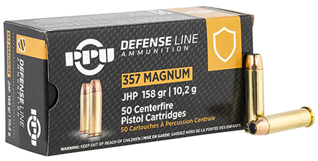 [8605003817765] PPU PPD357 Defense  357Mag 158gr Jacketed Hollow Point 50 Per Box/10 Case