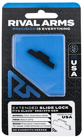 [788130027448] Rival Arms RA80G001A Slide Lock  Extended Compatible w/Glock Gen3-4 Stainless Steel