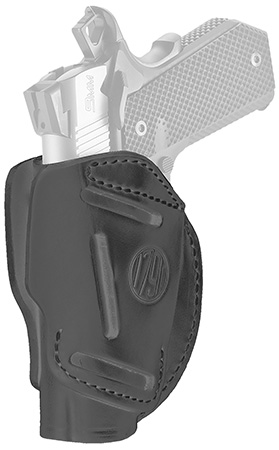 [816161020135] 1791 Gunleather 3WH1SBLA 3-Way  IWB/OWB Size 01 Stealth Black Leather Belt Loop Fits 1911 3-4" Ambidextrous