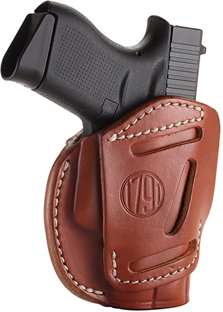 [816161021590] 1791 Gunleather 3WH2CBRA 3-Way  IWB/OWB Size 02 Classic Brown Leather Belt Loop Compatible w/ Ruger LCP Compatible w/ Glock 42 Compatible w/ S&W Bodyguard Ambidextrous Hand
