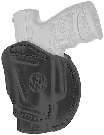 [816161020159] 1791 Gunleather 3WH3SBLA 3-Way  IWB/OWB Size 03 Stealth Black Leather Belt Loop Compatible w/ Glock 26 Compatible w/ Ruger LC9 Compatible w/ S&W M & P Shield Ambidextrous Hand