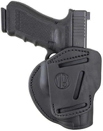 [816161020173] 1791 Gunleather 3WH5SBLA 3-Way  IWB/OWB Size 05 Stealth Black Leather Belt Loop Compatible w/ Glock 17 Compatible w/ Springfield XD Compatible w/ S&W M & P Compatible w/ HK VP9 Ambidextrous Hand