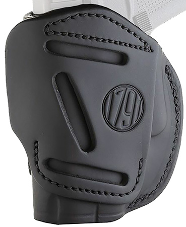 [816161020043] 1791 Gunleather 4WH2SBLR 4-Way  IWB/OWB Size 02 Stealth Black Leather Belt Clip Compatible w/Ruger LCP/S&W Bodyguard/Glock 42/43/43X Right Hand