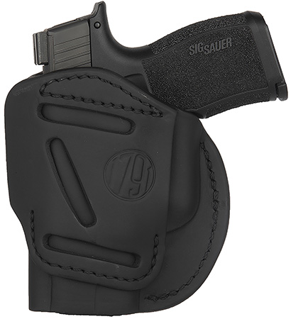 [816161020050] 1791 Gunleather 4WH3SBLR 4-Way  IWB/OWB Size 03 Stealth Black Leather Belt Clip Compatible w/Glock 26/Ruger LC9/S&W M & P Shield/2.0 9/40 Right Hand