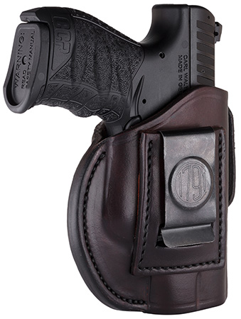 [816161020104] 1791 Gunleather 4WH3SBRR 4-Way  IWB/OWB Size 03 Signature Brown Leather Belt Clip Compatible w/Glock 26/Ruger LC9/S&W M & P Shield/2.0 9/40 Right Hand