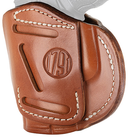 [816161021613] 1791 Gunleather 4WH4CBRR 4-Way  IWB/OWB Size 04 Classic Brown Leather Belt Clip Compatible w/Glock 26/Springfield XD/XDS/S&W Shield Plus Right Hand