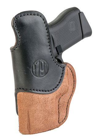 [816161024713] 1791 Gunleather RCH3BLBR RCH  IWB Size 03 Black/Brown Leather Belt Clip Compatible w/Ruger LC9/1911/Glock 43/43X Right Hand