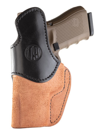 [816161024706] 1791 Gunleather RCH4BLBR RCH  IWB Size 04 Black/Brown Leather Belt Clip Compatible w/Glock 17/S&W M & P Shield/Springfield XD Right Hand