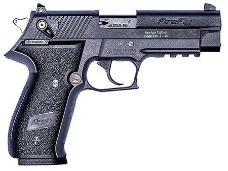 [813393019425] GSG GERG2210FF FireFly  22 LR 10+1 4" All Black Steel Barrel, Serrated Slide, Black Zinc Alloy w/Accessory Rail Frame, Black Polymer Grip