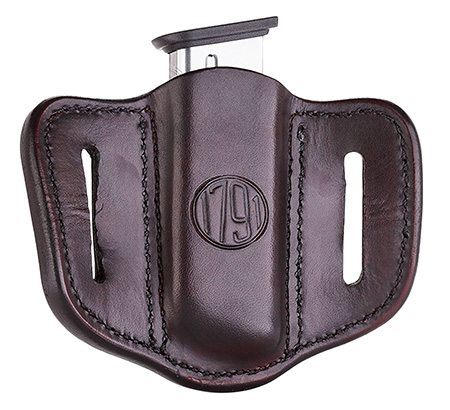 [816161021163] 1791 Gunleather MAG11SBRA MAG1.1 Single Mag Holster Signature Brown Leather Belt Slide Compatible w/ Single Stack Ambidextrous