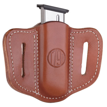 [816161021491] 1791 Gunleather MAG11CBRA MAG1.1 Single Mag Holster Classic Brown Leather Belt Slide Compatible w/ Single Stack Ambidextrous