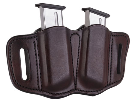[816161020425] 1791 Gunleather MAG21SBRA MAG2.1 Double Mag Holster Signature Brown Leather Belt Slide Belts 1.50" Wide Compatible w/ Single Stack Ambidextrous