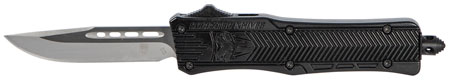 [099654021813] CobraTec Knives SBCTK1SDNS CTK-1  Small 2.75" OTF Drop Point Plain D2 Steel Blade/Black Aluminum Handle Features Glass Breaker Includes Pocket Clip