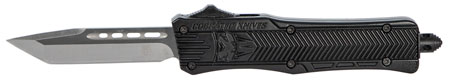 [099654021837] CobraTec Knives SBCTK1STNS CTK-1  Small 2.75" OTF Tanto Plain Black D2 Steel Blade/Black Aluminum Handle Features Glass Breaker Includes Pocket Clip