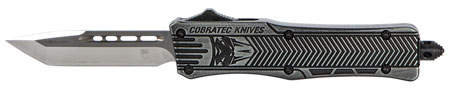 [099654022117] CobraTec Knives SSWCTK1STNS CTK-1  Small 2.75" OTF Tanto Plain D2 Steel Blade/Black Stonewashed Aluminum Handle Features Glass Breaker Includes Pocket Clip