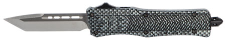 [099654021905] CobraTec Knives SCFCTK1STNS CTK-1  Small 2.75" OTF Tanto Plain D2 Steel Blade/Carbon Fiber Aluminum Handle Features Glass Breaker Includes Pocket Clip