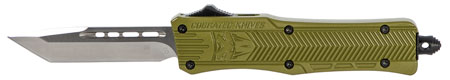 [099654021974] CobraTec Knives SODCTK1STNS CTK-1  Small 2.75" OTF Tanto Plain D2 Steel Blade/OD Green Aluminum Handle Features Glass Breaker Includes Pocket Clip