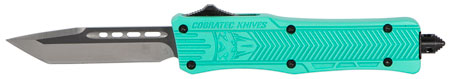 [099654022810] CobraTec Knives STFCTK1STNS CTK-1  Small 2.75" OTF Tanto Plain D2 Steel Blade/Tiffany Blue Aluminum Handle Features Glass Breaker Includes Pocket Clip
