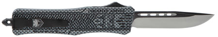 [099654023350] CobraTec Knives MCFCTK1MDNS CTK-1  Medium 3" OTF Drop Point Plain D2 Steel Blade/Carbon Fiber Aluminum Handle Features Glass Breaker Includes Pocket Clip