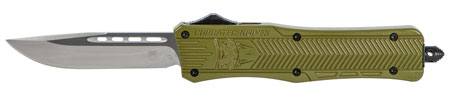 [099654023428] CobraTec Knives MODCTK1MDNS CTK-1  Medium 3" OTF Drop Point Plain D2 Steel Blade/OD Green Aluminum Handle Features Glass Breaker Includes Pocket Clip
